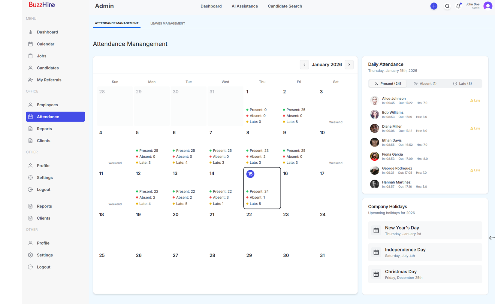 Internal CRM Dashboard — hiring pipeline, CV count & upcoming interviews